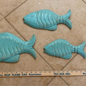 Decorative Blue Fish Wall Art Set of 3
